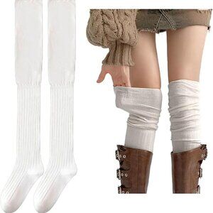 Over Knee High White Boot Socks